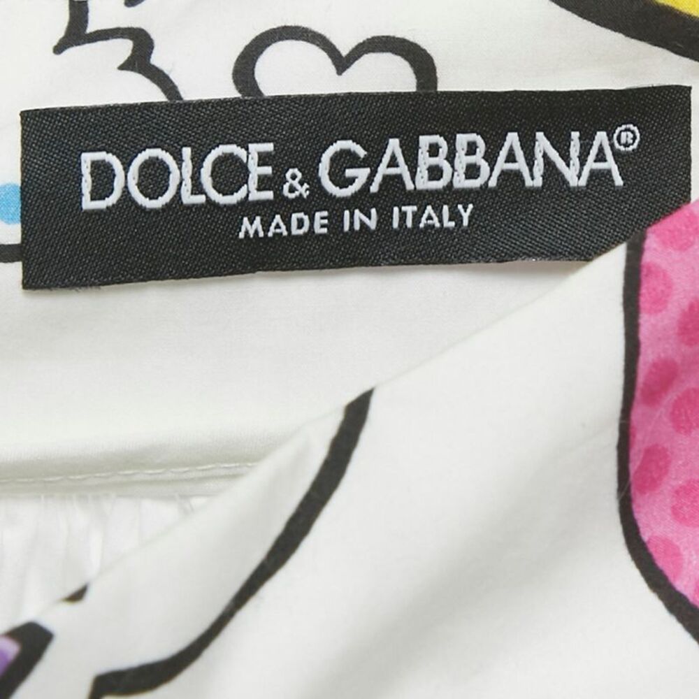 Dolce & Gabbana White Comic Print Poplin Tiered Mini Skirt S - Picture 4 of 5
